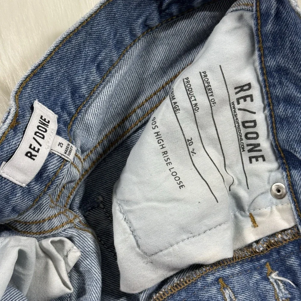 Re/Done Women's Size 25 90s High Rise Loose Fit Denim Jeans in Worn Blue Organic
